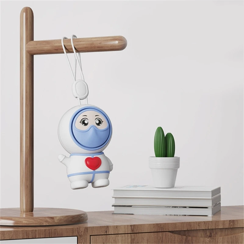 휴대용 만화 교수형 목 팬 키즈 USB 충전 미니 팬 귀여운 끈 팬 Dropship