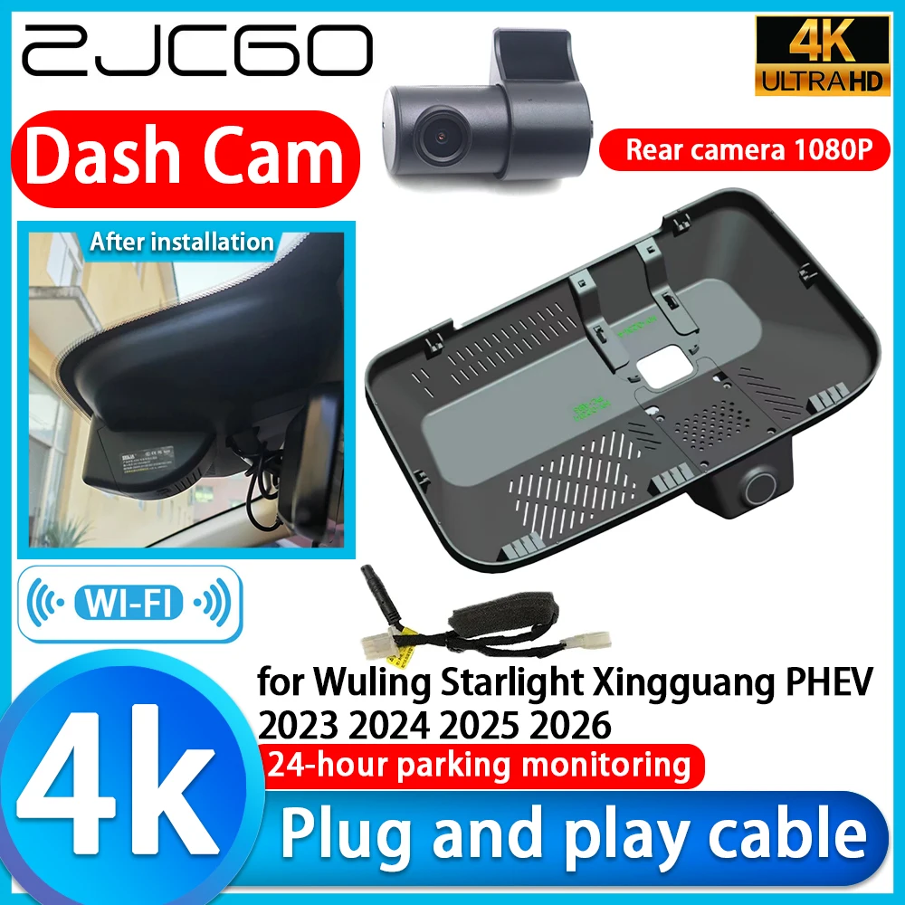 ZJCGO for Wuling Starlight Xingguang PHEV 2023 2024 2025 2026 Wifi 4K DVR Dash Cam Camera Lens Video Recorder 24h Monitor
