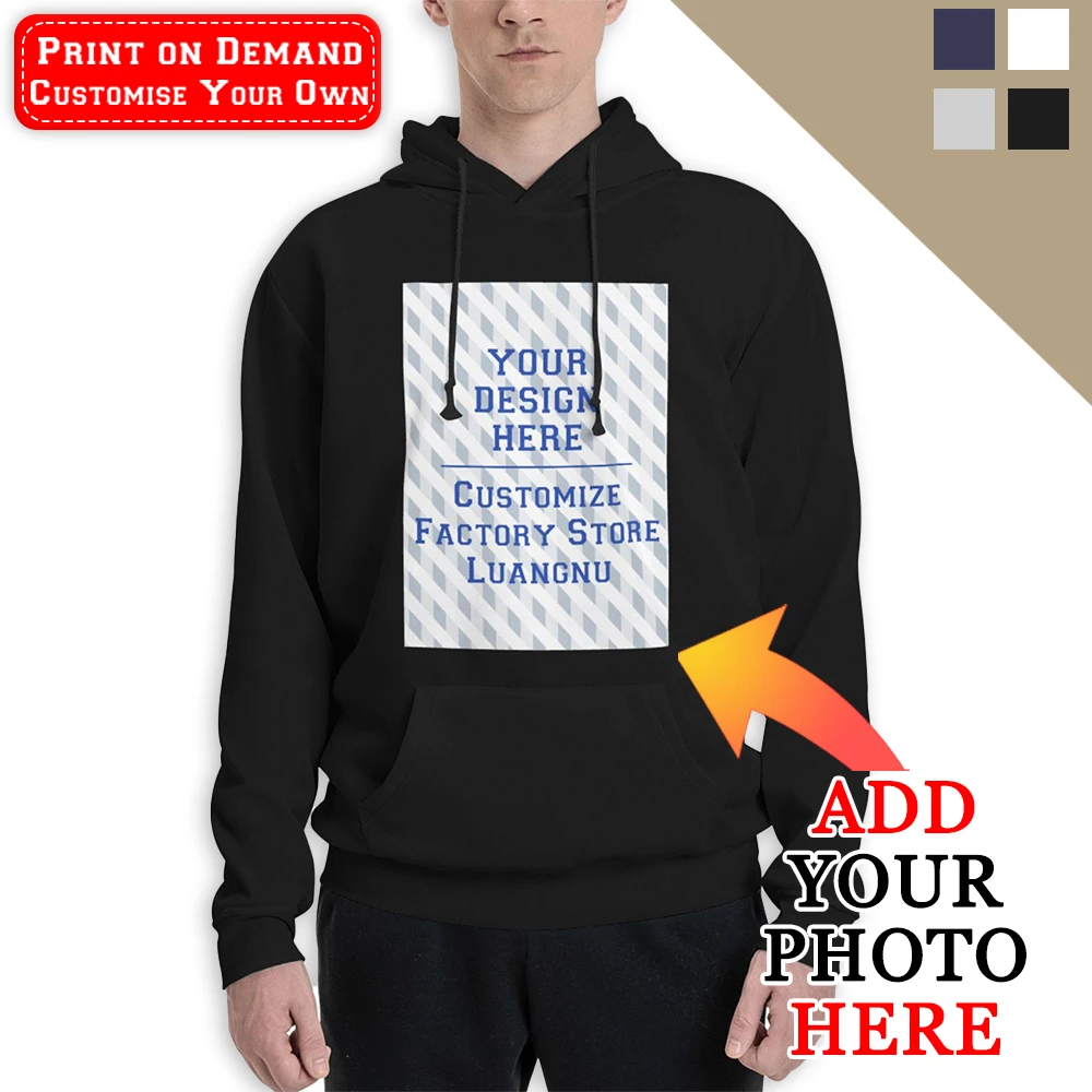 Custom Polyester Fleece Pocket Hoodies Customise Men's Hoodie Spring Autumn Pullovers Fashion Personalized Images and Text Gifts