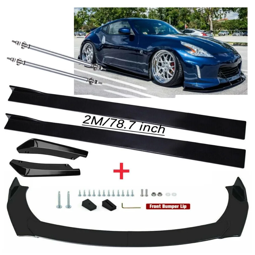 

For Nissan 370Z 350Z Front Bumper Lip Splitter Spoiler + Side Skirts + Strut Rod United States