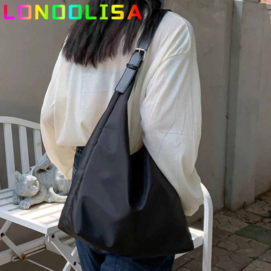 Ladies Nylon Shoulder Bag INS Women Large Capacity Shopper Tote Handbag Casual Korean Female Shopping Messenger Neutral Sac