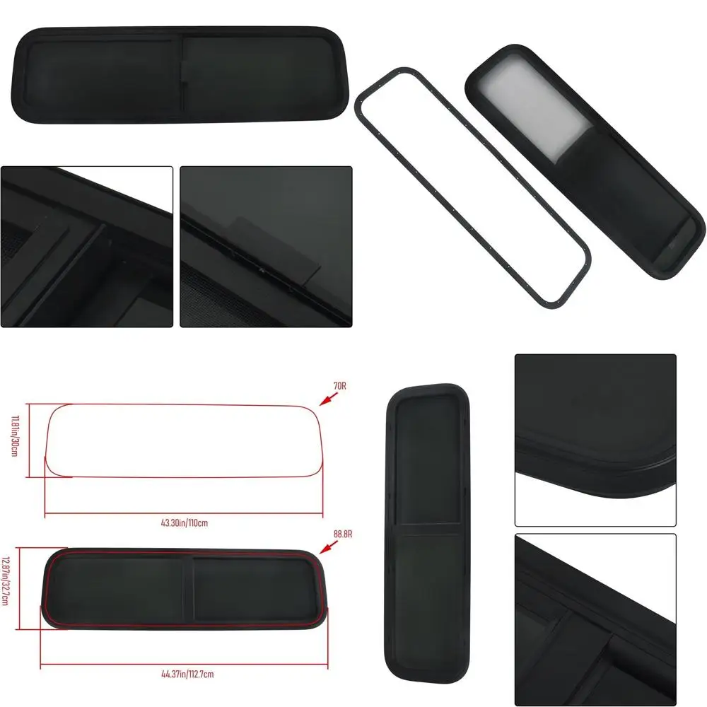 نافذة منزلق أفقية مقاس 42 بوصة عرض × 12 بوصة H RV مناسبة لمقطورة شحن التخييم - زجاج مقسى مع شاشة DOT Certif