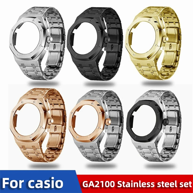 stainless-steel-case-strap-kit-for-casio-g-shock-ga2100-ga2110-ga-b2100-metal-mod-replacement-accessories-full-conversion-set