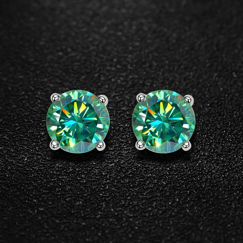 D Color Sparkling Moissanite Earrings for Women Men, 925 Sterling Silver Base Plated 18K White Gold, Fine Jewelry for Party Anniversary Holiday Gift Accessories