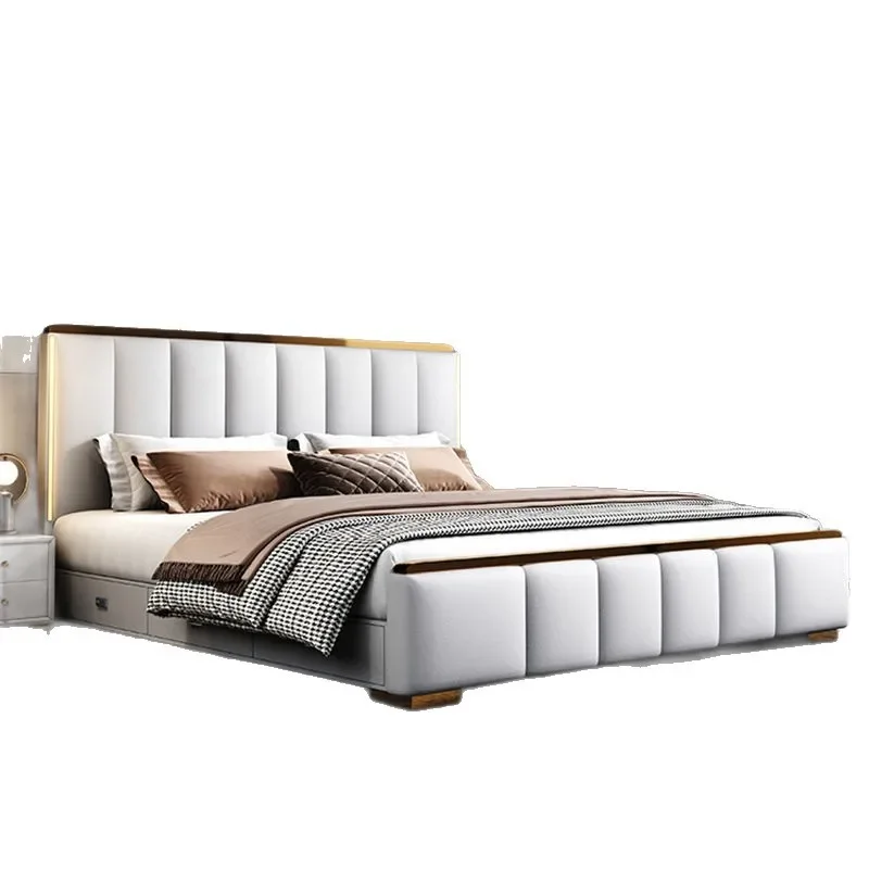 

Italian light luxury master bedroom queen bed Ultra-thin bedroom family double bed