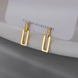 Minimalist Gold Silver Color Geometric Square Drop Earrings For Woman Korean Fashion Jewelry Party Girls Unusual Earring