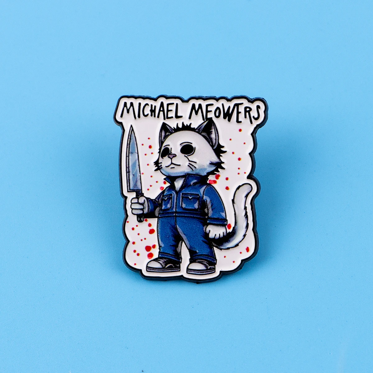 Halloween Killer Cat Enamel Brooch Cartoon Lapel Pin Badge for Horror Fans Jewelry Clothing Decoration