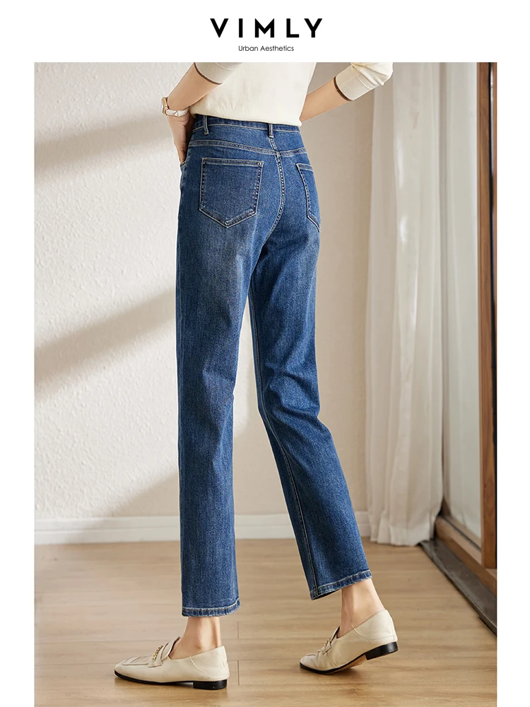 Vimly Straight Hight Waist Denim Jeans Ankle-Length Loose Pants Spring Autumn 2023 Cotton Vintage Jeans for Women Trousers 70705