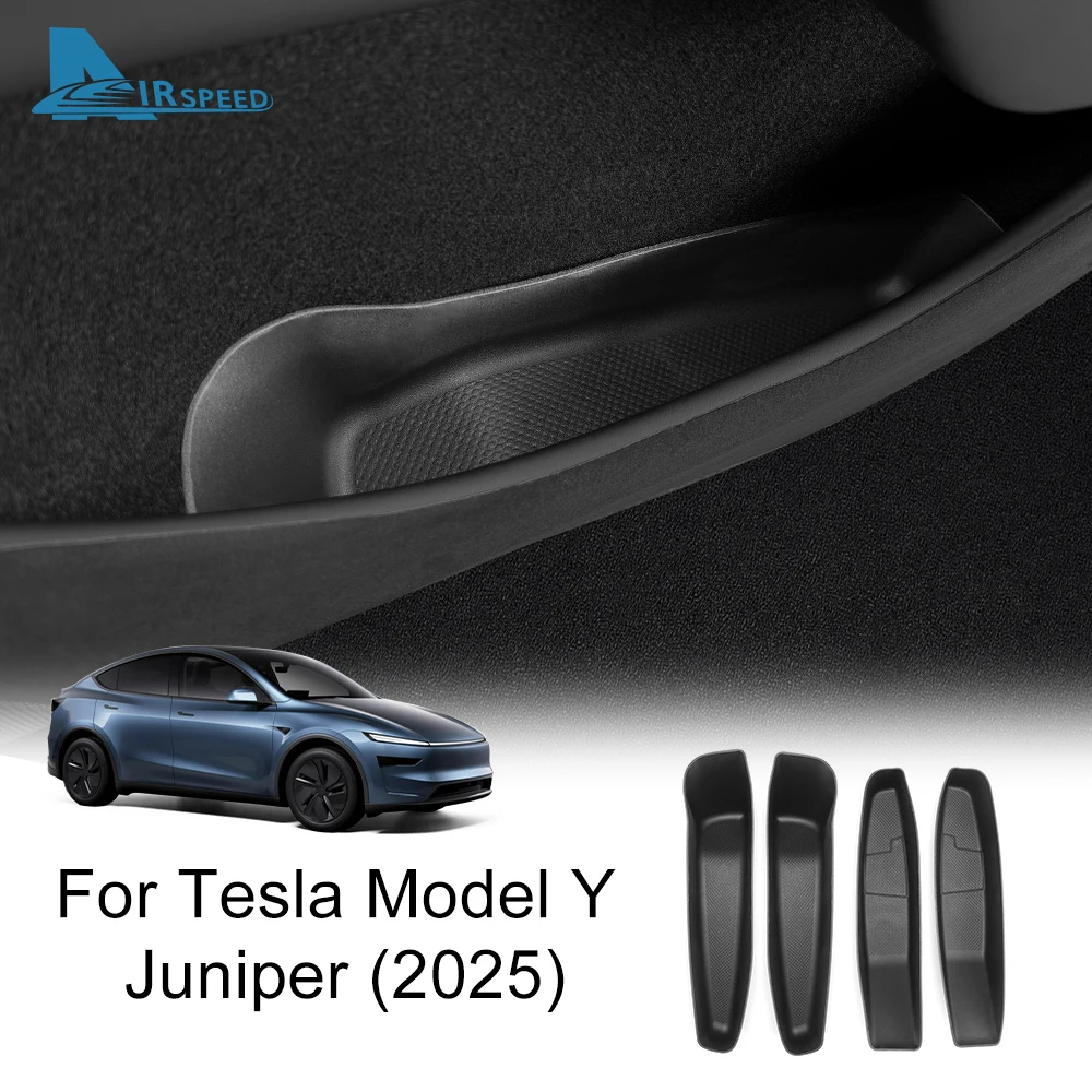 

4PCS TPE Car Door Storage Box For Tesla Model Y Juniper 2025 2026-UP Tray Front and Rear Door Side Handle Organizer Accessories