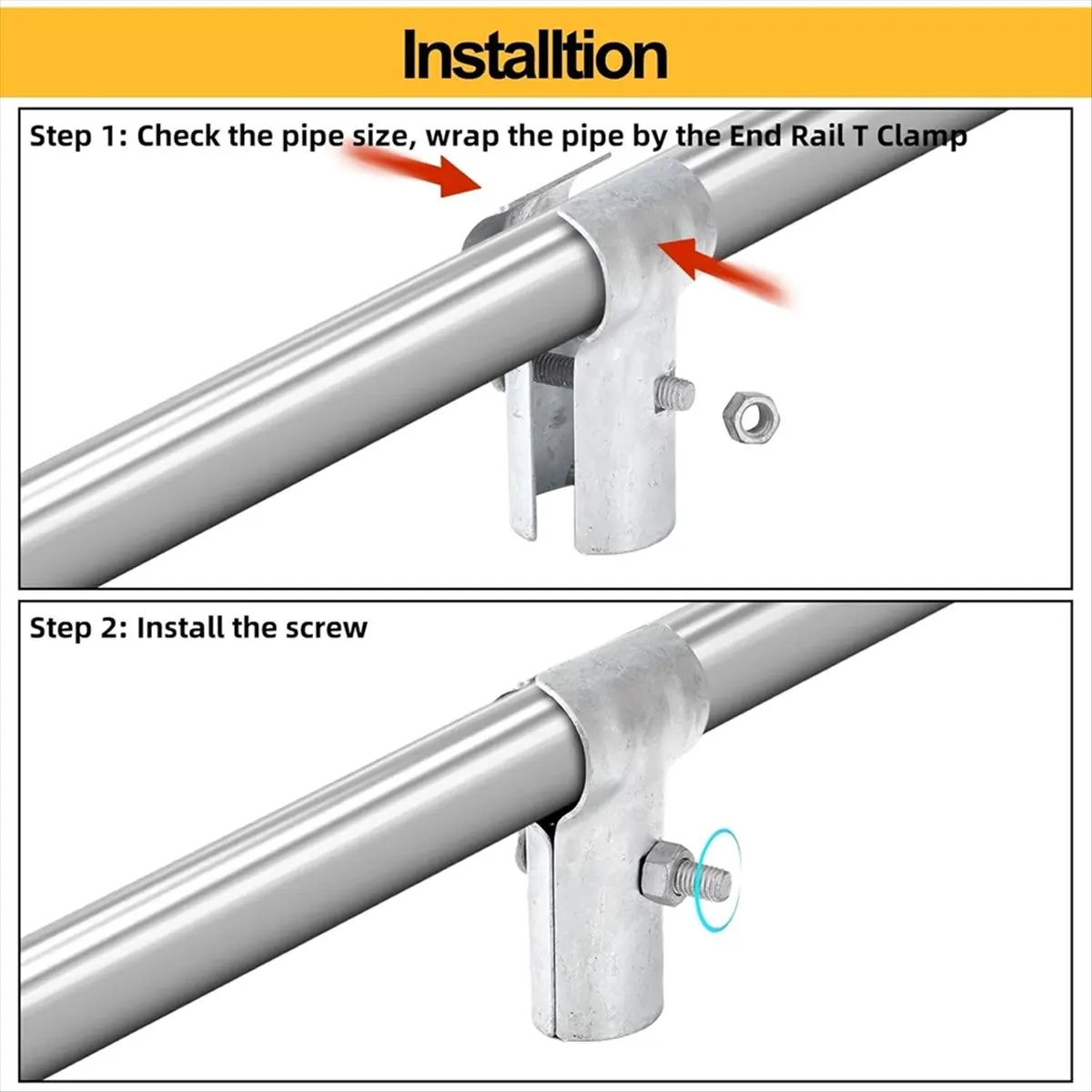 

НОВЫЕ 6- шт. зажимы для концевых направляющих 1-3/8 дюймов, зажим для звеньев цепи для труб, Т-образные зажимы из оцинкованной стали, детали для забора из звена цепи