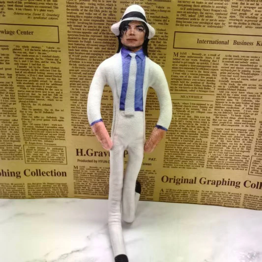 Vintage MJ Michael Jackson Cosplay Prop Doll Bendable Wire Frame Adjustable Posture Plush Figure Home Decor Fans Collection Gift image 3