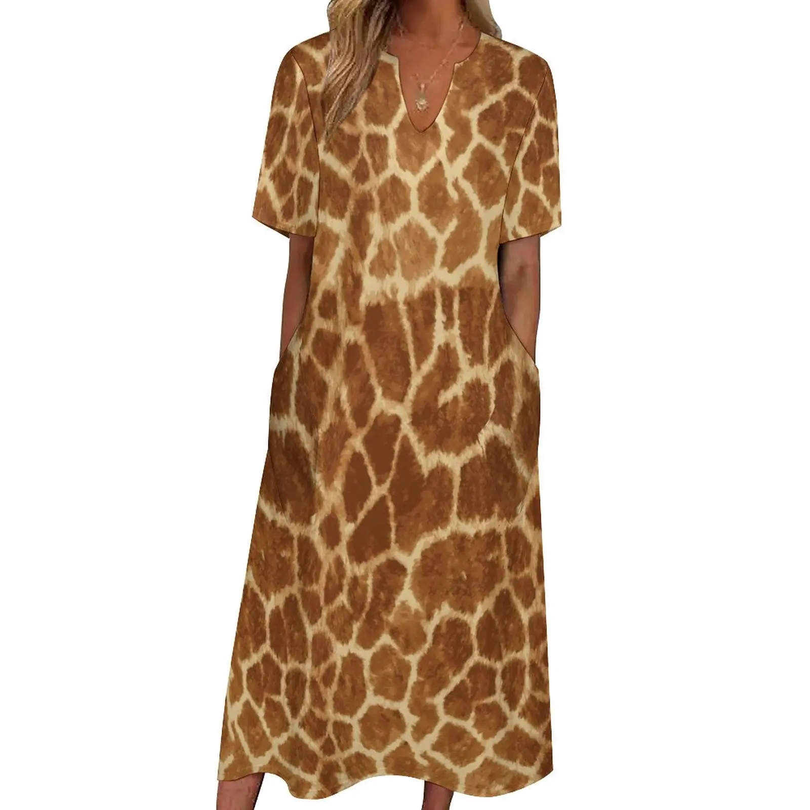 brown giraffe print dress Girl Brown Giraffe Giraffe Flutter Sleeve Dress by Janie and Jack