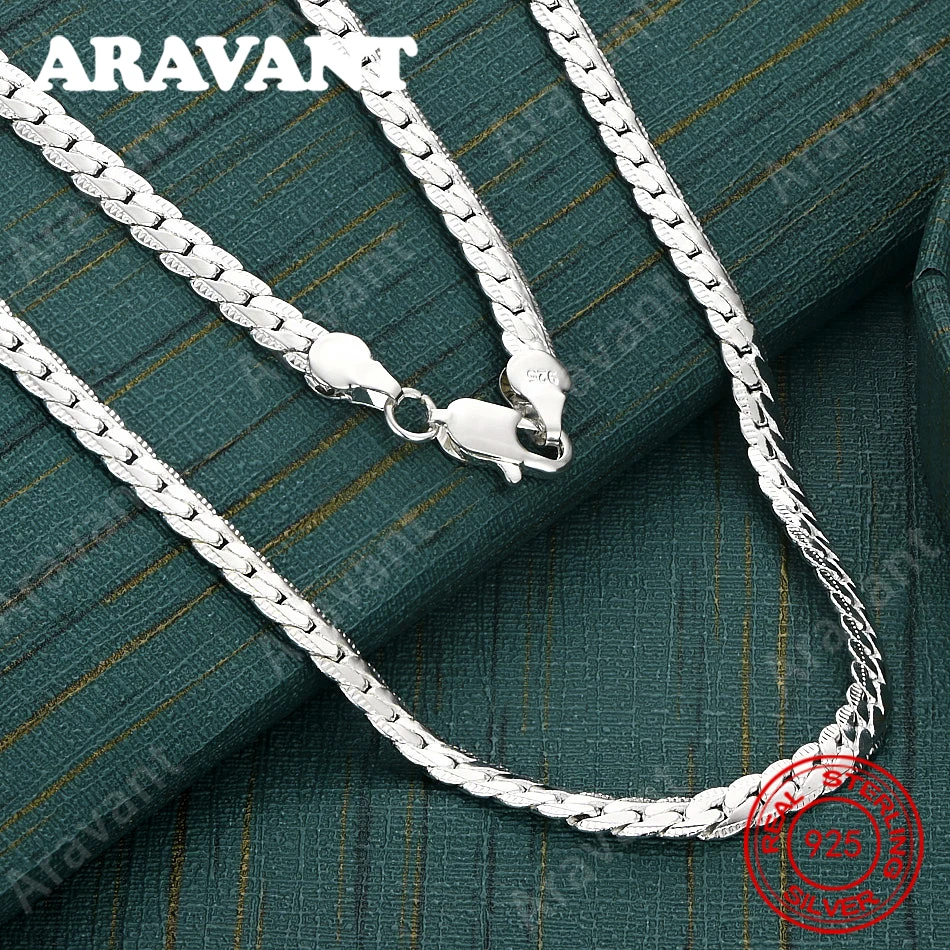 

Ожерелье из стерлингового серебра 925 пробы с тиснёной боковой цепочкой 6 мм, ювелирные изделия в европейском и американском минималистичном стиле панк