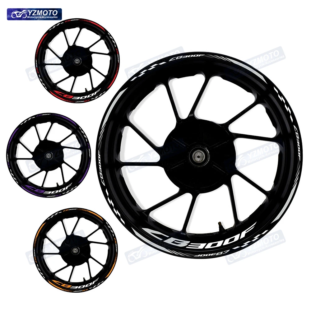 

For Honda CB300F CB 300 F Motorcycle 17 Inch Front And Rear Decal Racing Wheel Hub Sticker Waterproof Reflective Rim Stickers