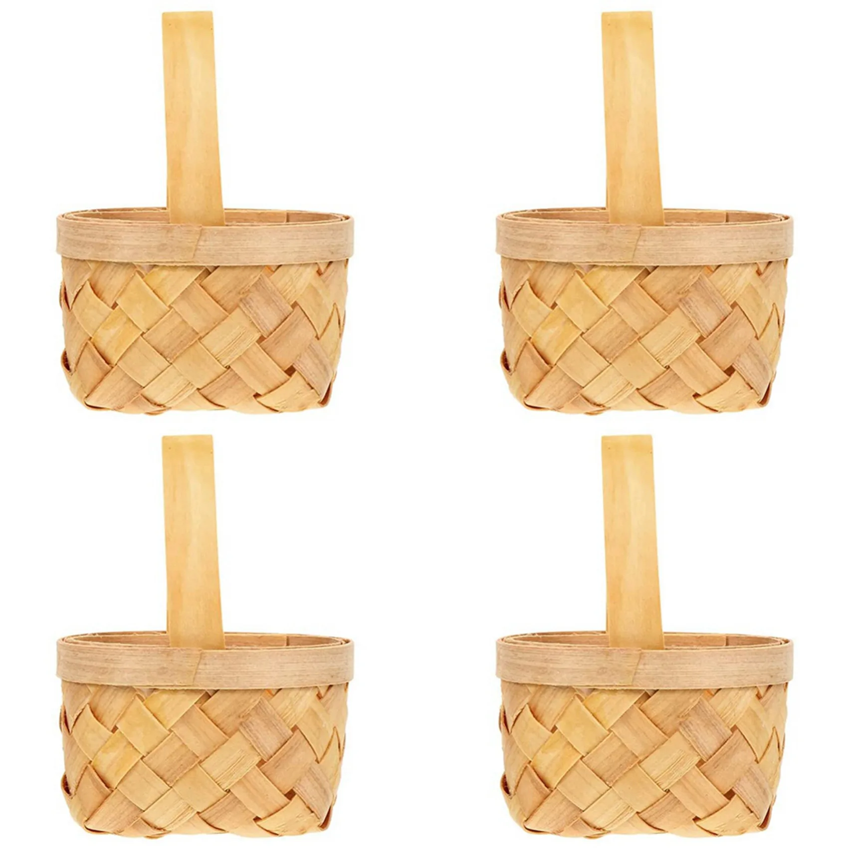 ABWR-8Pcs سلة مغزولة صغيرة مع مقبض الزفاف زهرة فتاة سلة زهرة الحلوى الشوكولاته هدية صندوق حفل زفاف هدية