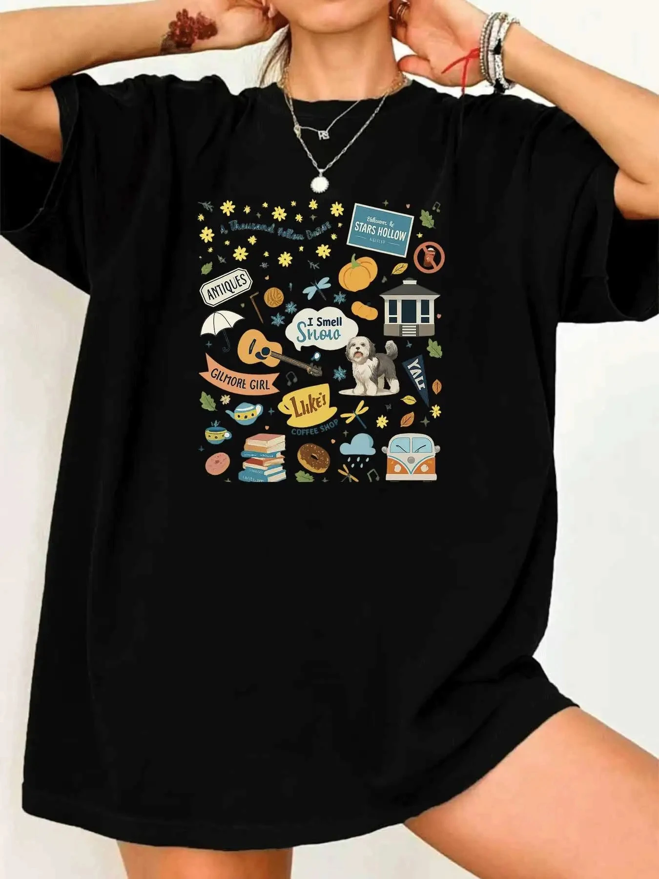 

【016788】Женская футболка больших размеров с круглым вырезом и короткими рукавами, эластичными полурукавами и модными принтами