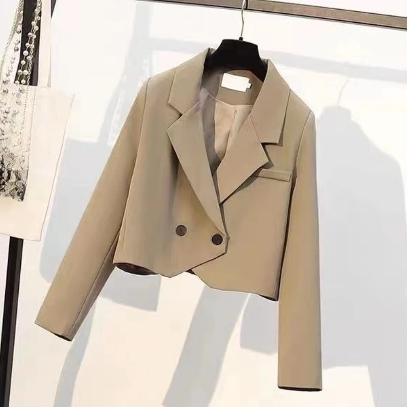 

2025 Spring Fall Women Double Breasted Buttons Black White Blazer Coat , Autumn Woman Office Lady Suit Collar Blazers Coats