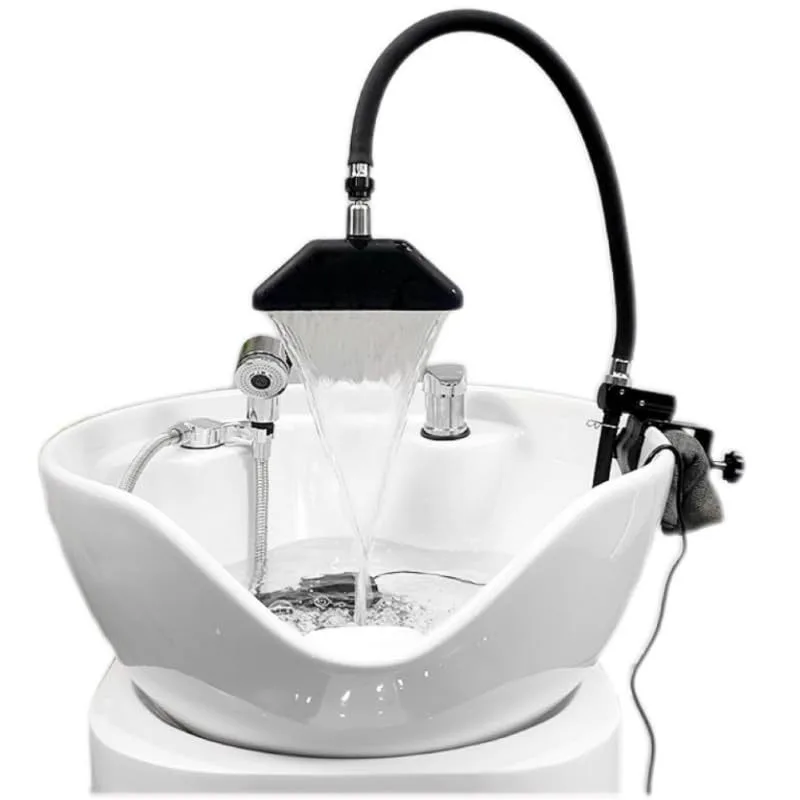 Ceramic basin universal shampoo bed with head therapy medicine soup universal water circulation accessories waterfall faucet