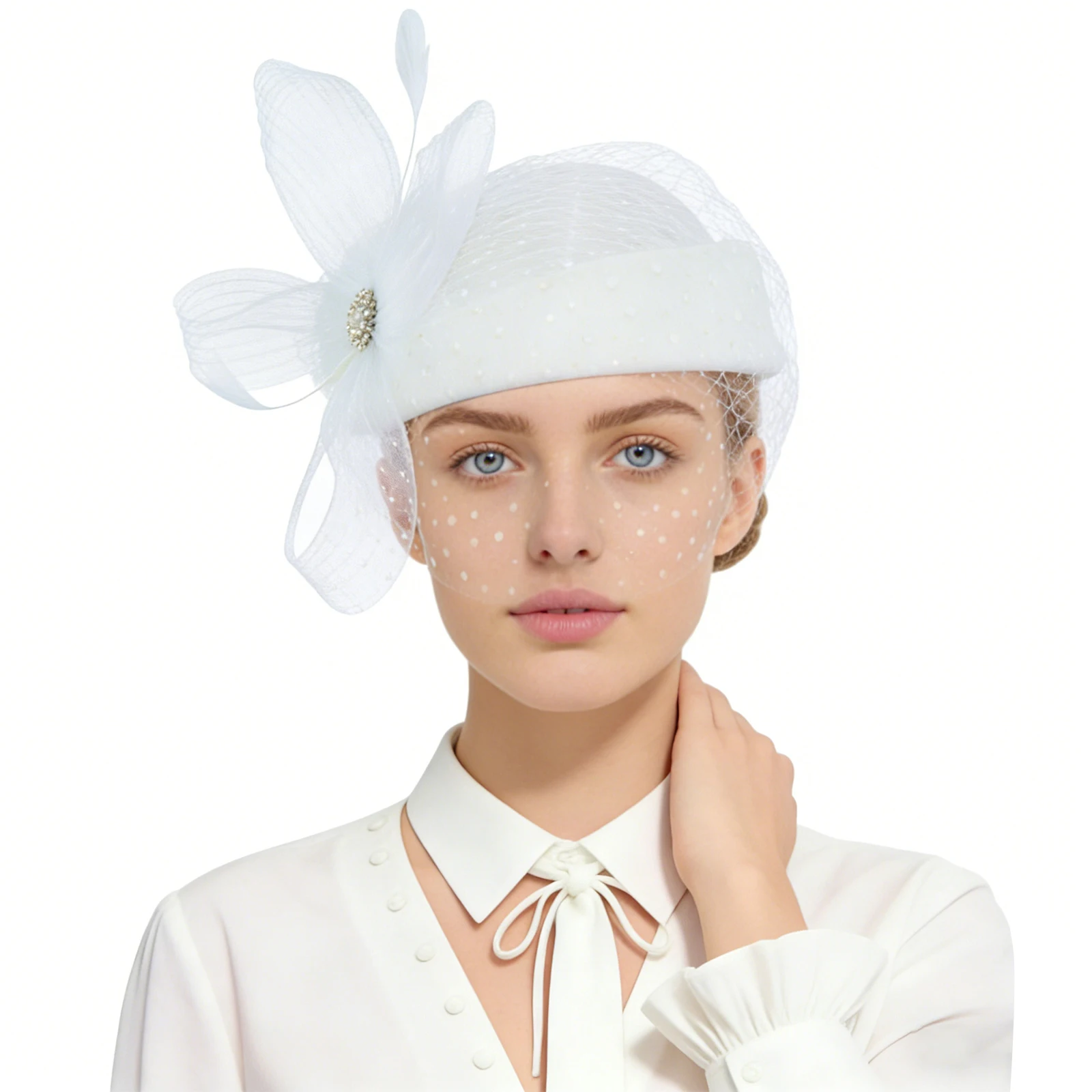 

Women Feather Tulle Beret Hat for Formal Wedding Photography Afternoon Vintage Mesh Sweet Veil Hat Cap Tea Party Fascinator Hat