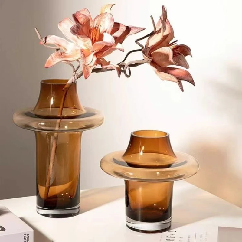 

Flowers Ancient Vase High-end Artistic Glass Vase Ornaments Living Room Water-raising Flowers Dried Flowers Flower Arrangement