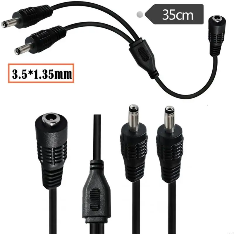 77UB to In Two 3.5mmx1.35mm Splitter Charging Cable Female To Two Male Connector Cord for Camera Led Light Strip