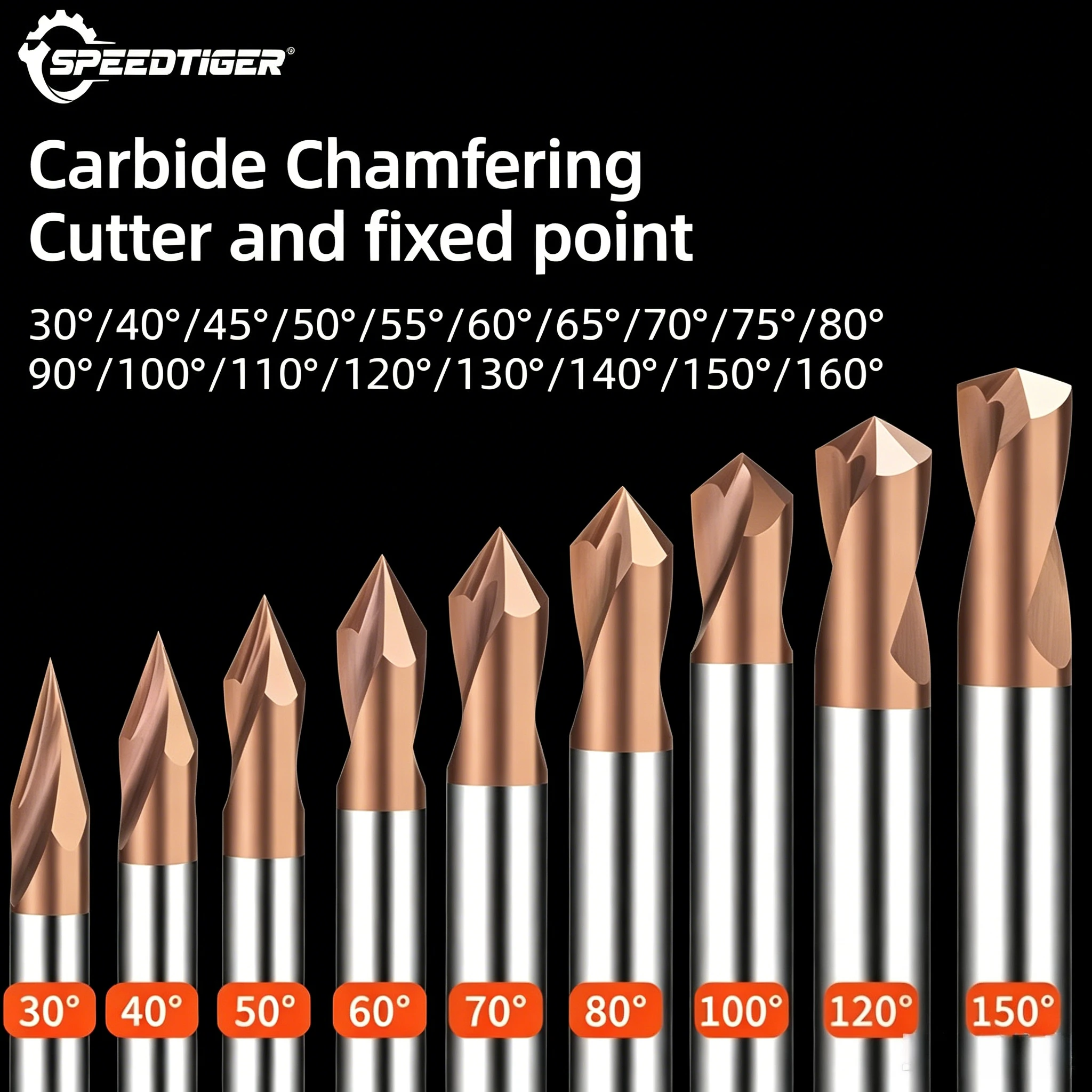 SPEEDTIGER 30/40/45/50/55/60/65/70/75/80/90/100/110/120/130/140/150/160° degree Carbide Spot Drill Fixed-point/chamfering drill