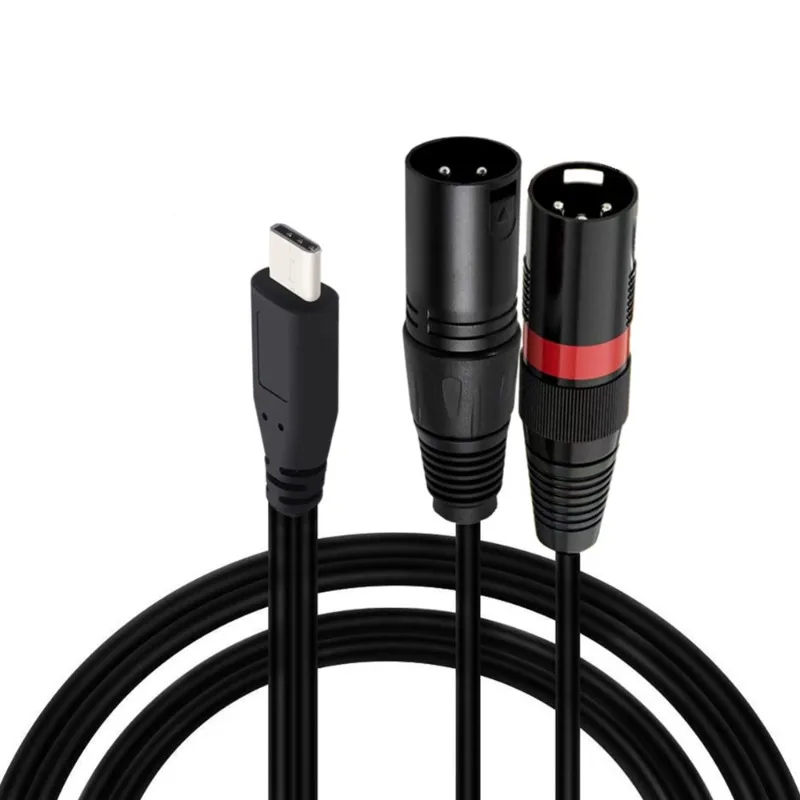 USB C To Dual XLR Male Audio Cable,USB C To 2 XLR Adapter, Compatible with Smartphones or Laptops 1m