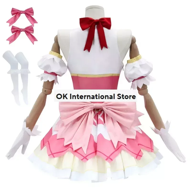 Anime Puella Magi Madoka Magica Cosplay Fantasia, Kaname Kaname, Peruca, Grampos de cabelo, Filme Arco, Meninas, Último vestido mágico