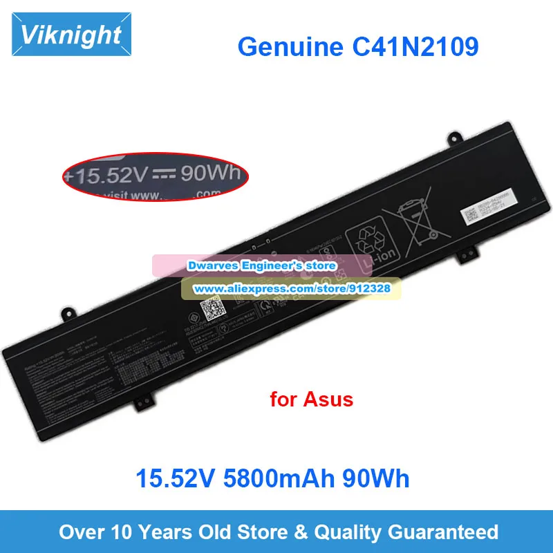 

Оригинальный аккумулятор C41N2109 15,52 В, 5800 мАч, 90 Втч для Asus ROG Flow X16 GV601RE GV601RM GV601RW Strix Scar 16 G634JZ G614J G814J
