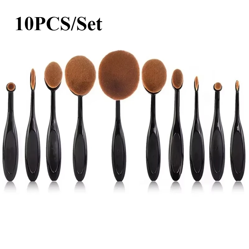 فرش مكياج بيضاوية، فرشاة أسنان، مجموعة فرش مكياج، كريم الأساس، بودرة الحواجب، أحمر الخدود، فرشاة ظلال العيون، أداة تجميل