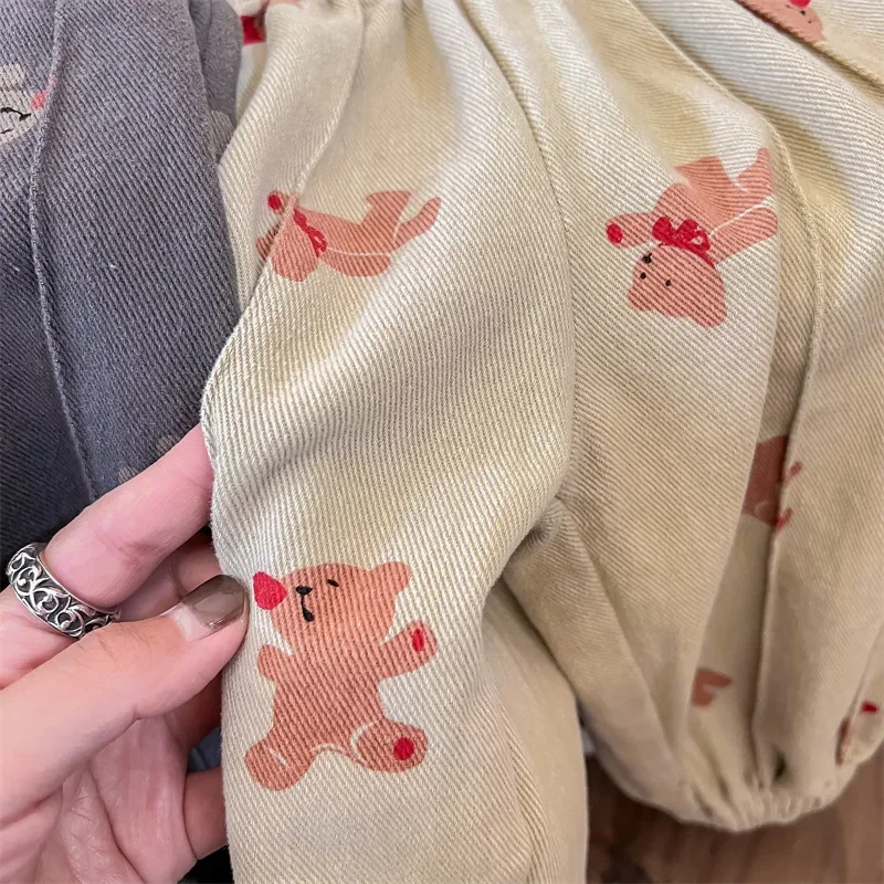 MILANCEL New Spring Kids Casual Pants Girls Cartoon Bear Loose Trousers Children Boys Thin Style Harem Pant