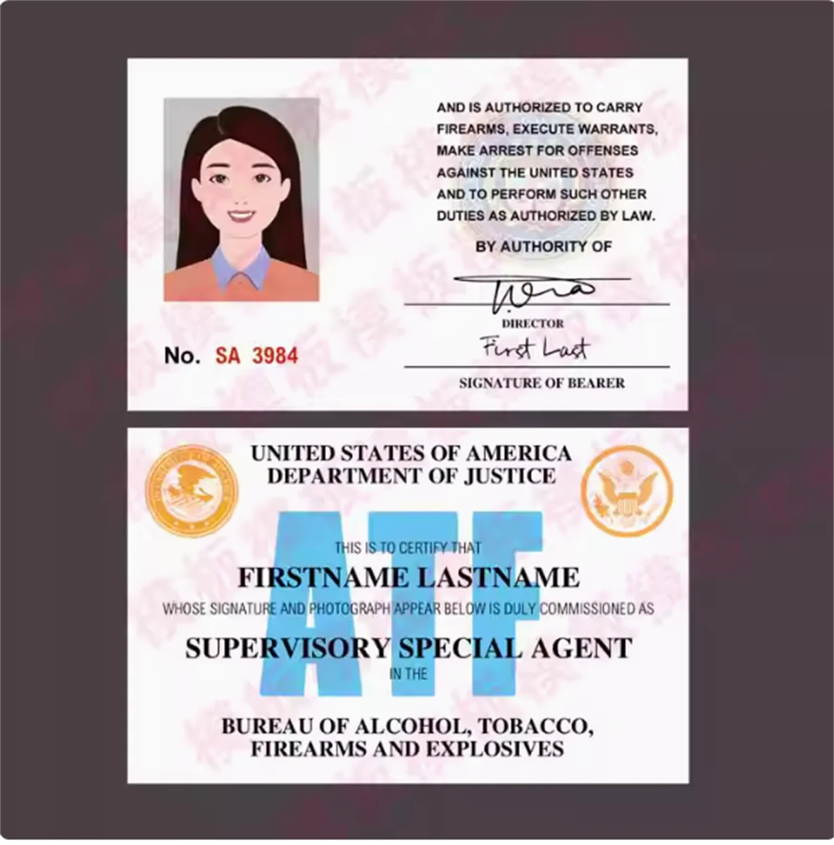 

The second version of the US Hazardous Materials Administration ATF prop COS card can be customized