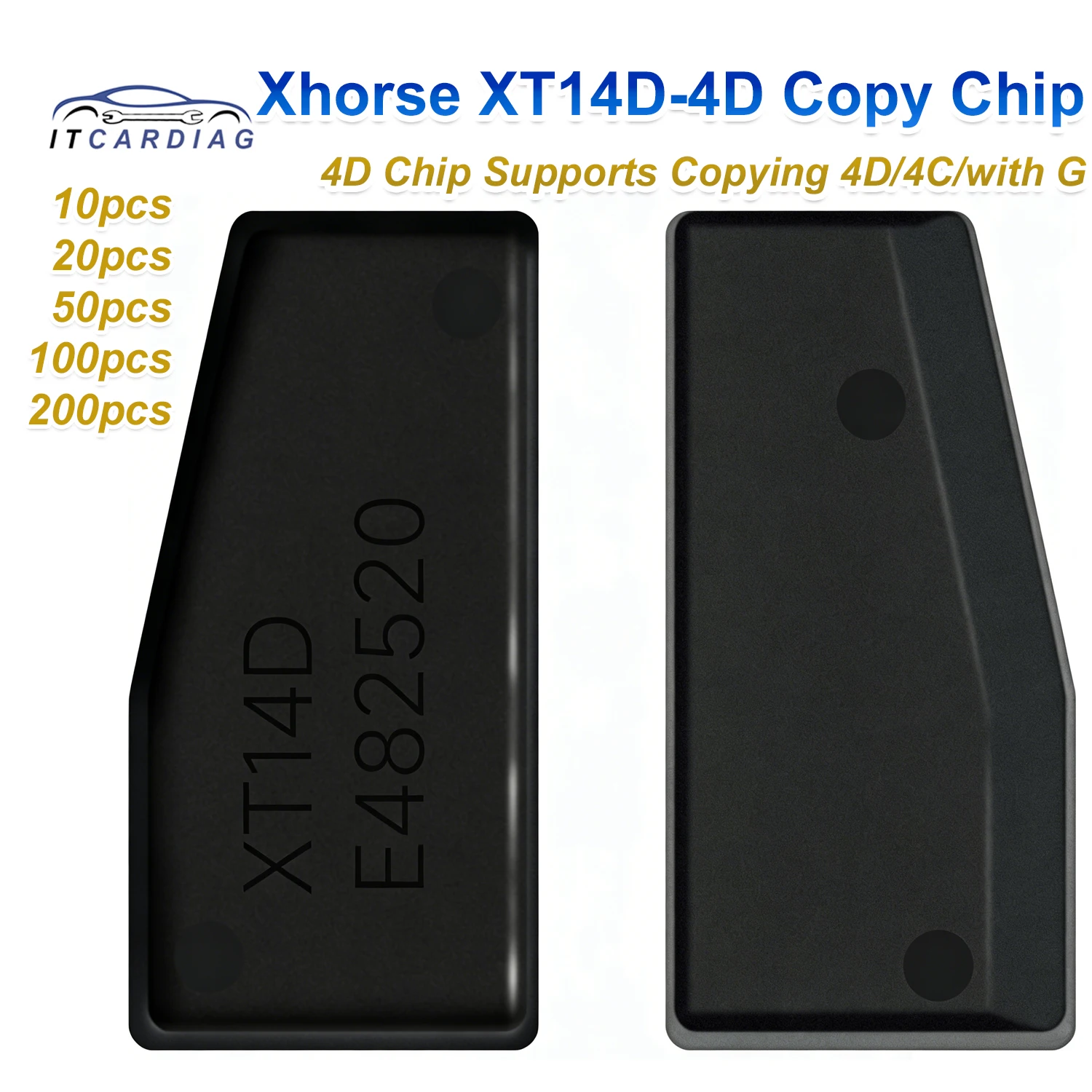 

Чип-транспондер Xhorse VVDI XT14D для автомобильных ключей, полностью заменяет оригинальные и аналоговые чипы 4D/46 для VVDI2 VVDI Key Tool.