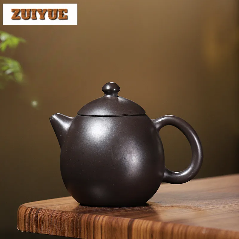 

100ml Elegant Yixing Purple Clay Teapots Handmade Dragon Egg Pot Raw Ore Black Zhu Mud Tea Brewing Kettle Zisha Tea Set Supplies