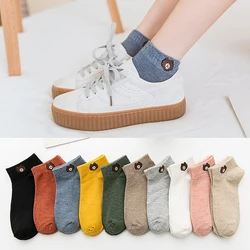 Kawaii Socks Summer Fashion Artoon Sock Multi Colored Women's Ankle Women Cartoon Bear Print Cartoon Bear Socks