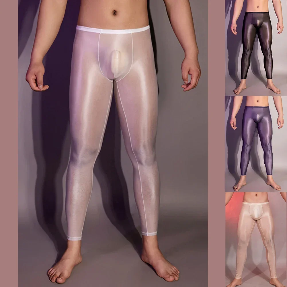 Sexy Sheer Long Pants Mens Ultra Thin Pants Length Trousers Waist Hips Leggings Leggings Skinny Trousers Nylon