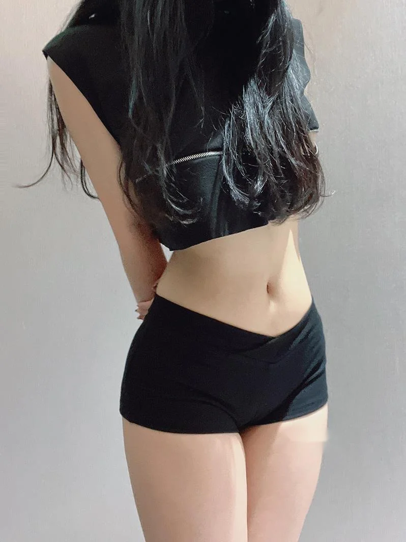 Simple Black WOMENGAGA Dance Fitness Running Ultra Short Sports Casual Shorts Female Summer Tight Low Waist Sexy Korean US8F