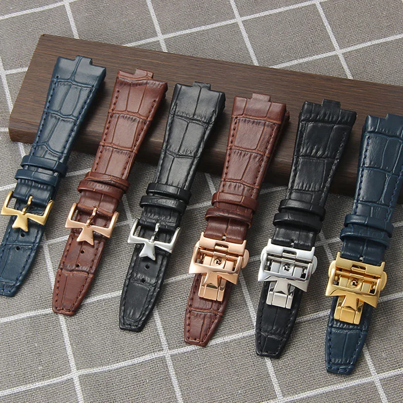 Bracelet de montre en cuir véritable étanche pour Vacheron Constantin OVERSEAS Series 4500V 5500V P47040, bracelet de montre 25-8mm