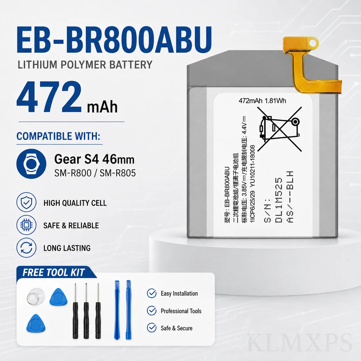 EB-BR800ABU EB-BR880ABY EB-BR890ABY Smart Watch Battery For Samsung Gear S4 Watch 4 Series With Free Installation Tools