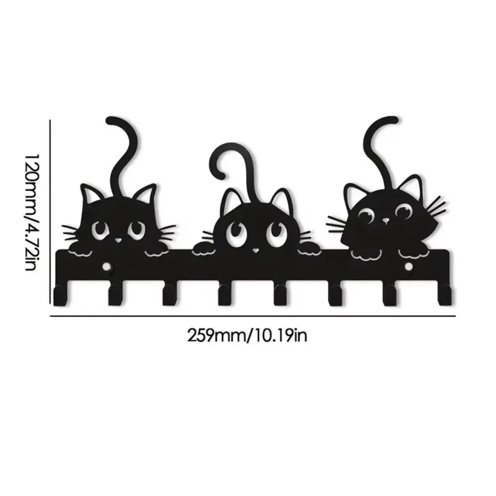 1pc Black Cats Wall Hooks Key Holder Halloween Cats Decorative Hooks Rack Hangers Iron Hook Wall Mounted Hooker