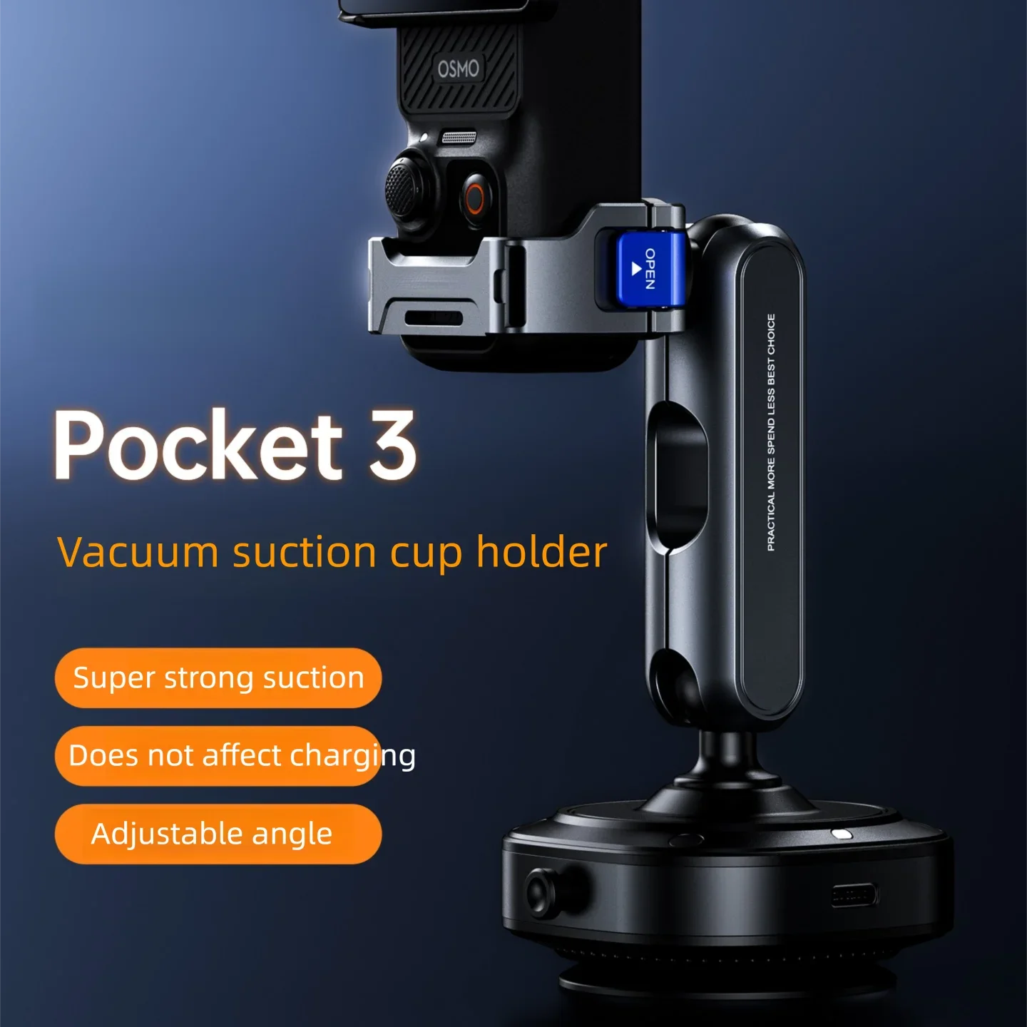 LINIM DJ-3 for Pocket 3 Suction Cup Mount Car Windshield Window Aluminum Alloy Holder for DJI Osmo Pocket3