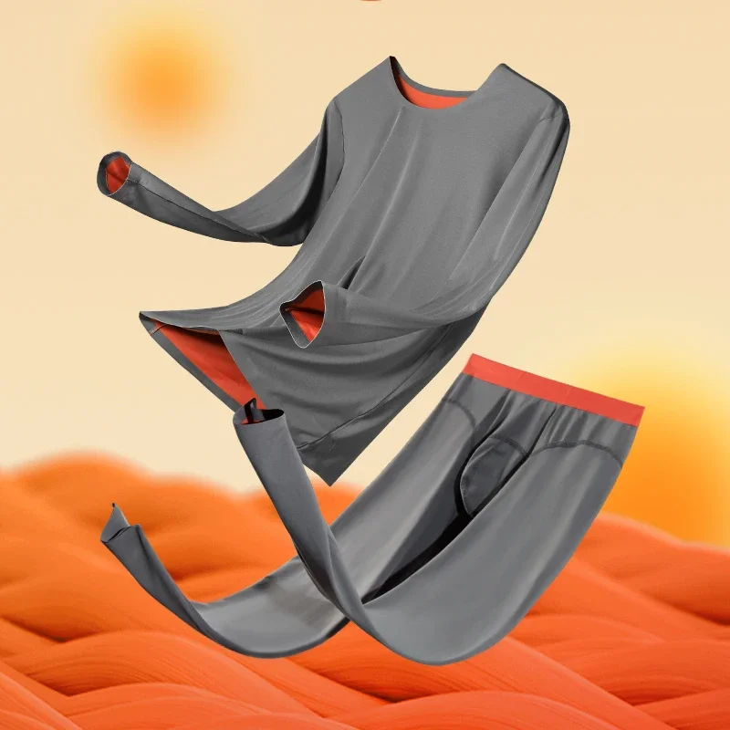 طقم ملابس داخلية حرارية للرجال بدون خياطة، رقبة دائرية، رفيع، قاعدة ضيقة مقاومة للبرد للخريف والشتاء، 120 زوجًا طويلًا من Johns وطويل pa