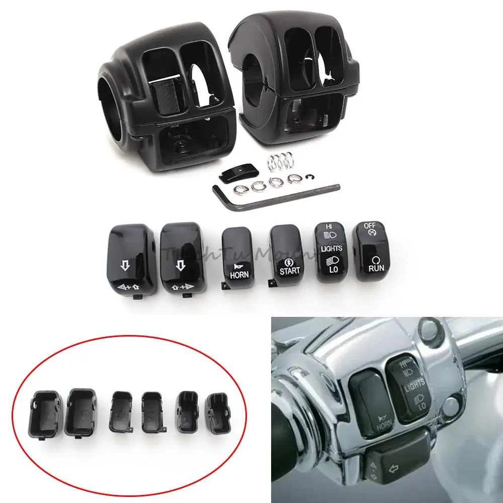 

Motorcycle Control Switch Caps Button Covers Kit For Harley Touring Glide Road King Sportster Softail Dyna VRSC Accessories