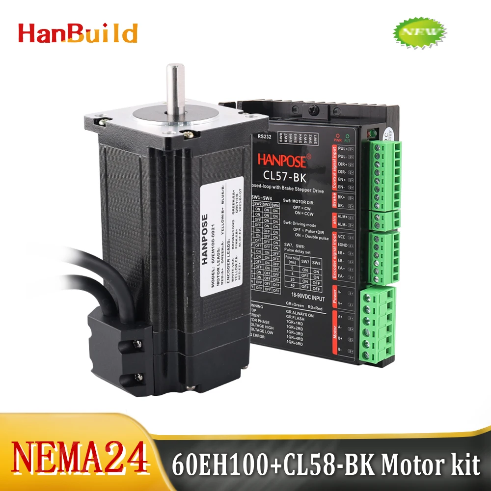 

NEMA24 60EH100+CL57-BK CNCStepper Motor Controller Kit Closed Loop stepper motor Driver 4.0A 3.5N.m Hybrid Step-servo motor