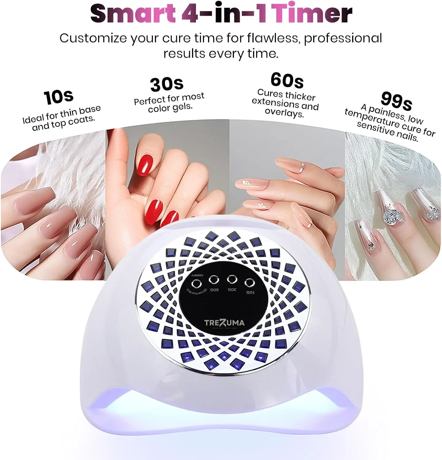 مصباح أظافر LED بالأشعة فوق البنفسجية بقدرة 268 وات مع 57 مصباح LED، سريع الجفاف، 4 مؤقتات، مستشعر تلقائي، محمول للمنزل والصالون