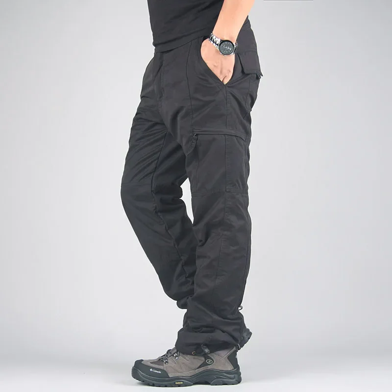 Männer Fleece Cargo Hosen Winter Plüsch Taktische Hosen Casual Jogger Koreanische Lose Wandern Laufen Warme Thermische Lange Hosen – Detail 8