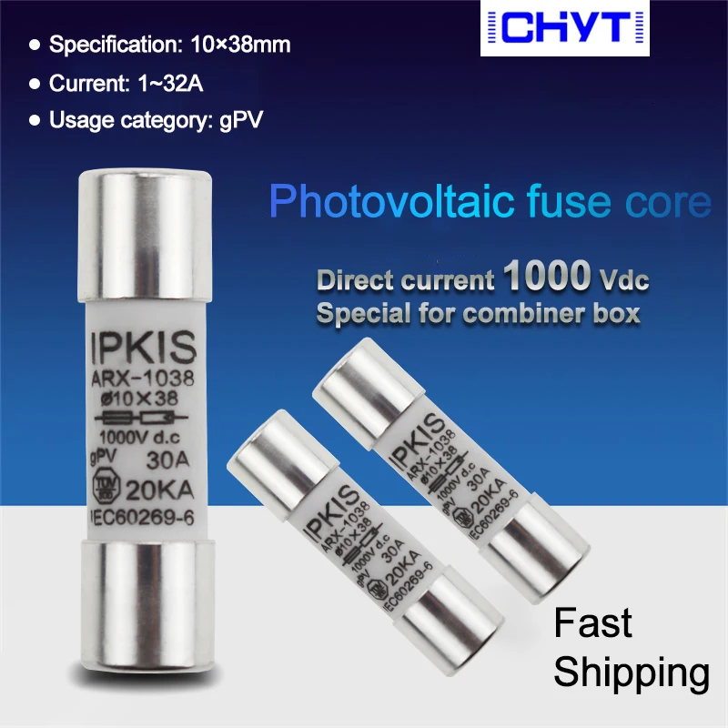 Solar DC 1000V PV Fuse 10*38 Link 6A 10A 15A 20A 25A 30A High Voltage for Solar System Protection