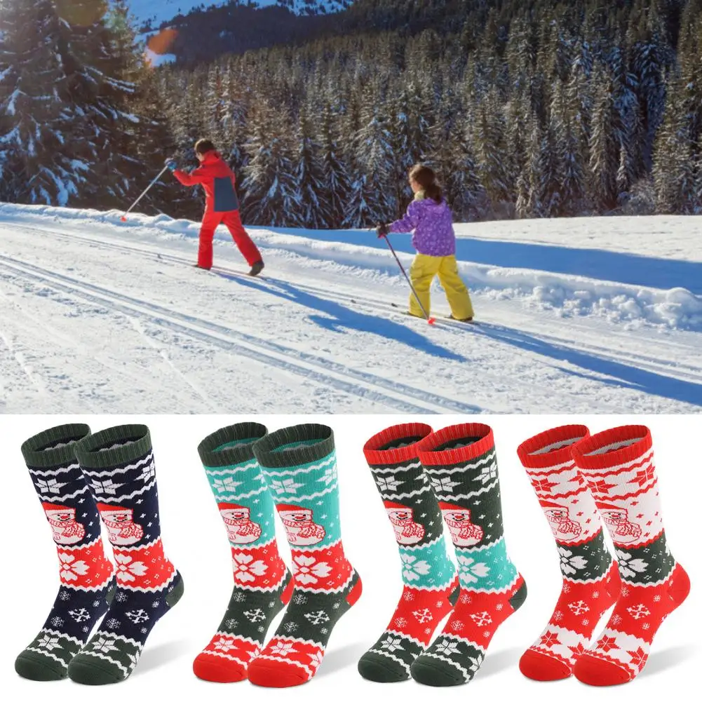 Snow Socks 1 Pair Delicate Anti-pilling Stretchy  Boys Girls Thick Warm Snowboarding Socks for Outdoor