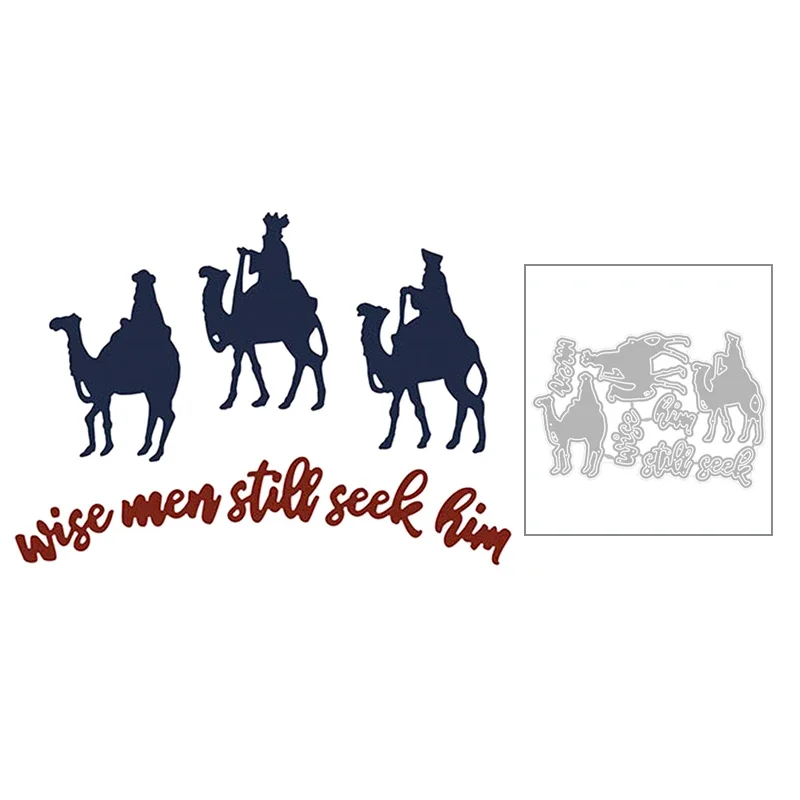 2024 New Word Wise Men Still Seek Him and Animal Camel Metal Cutting Dies For Scrapbooking Greeting Card Paper Making no stamps