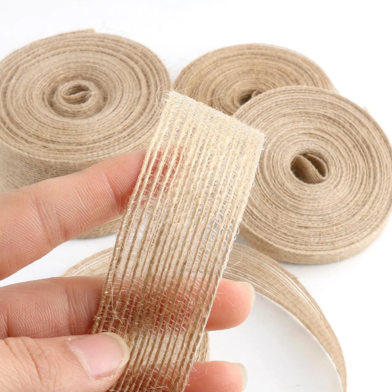 1/10M Natural Burlap Fabric Ribbon for Christmas Tree Gift Wrapping DIY Hemp Wedding Event Party Home Bows Crafts Decoration